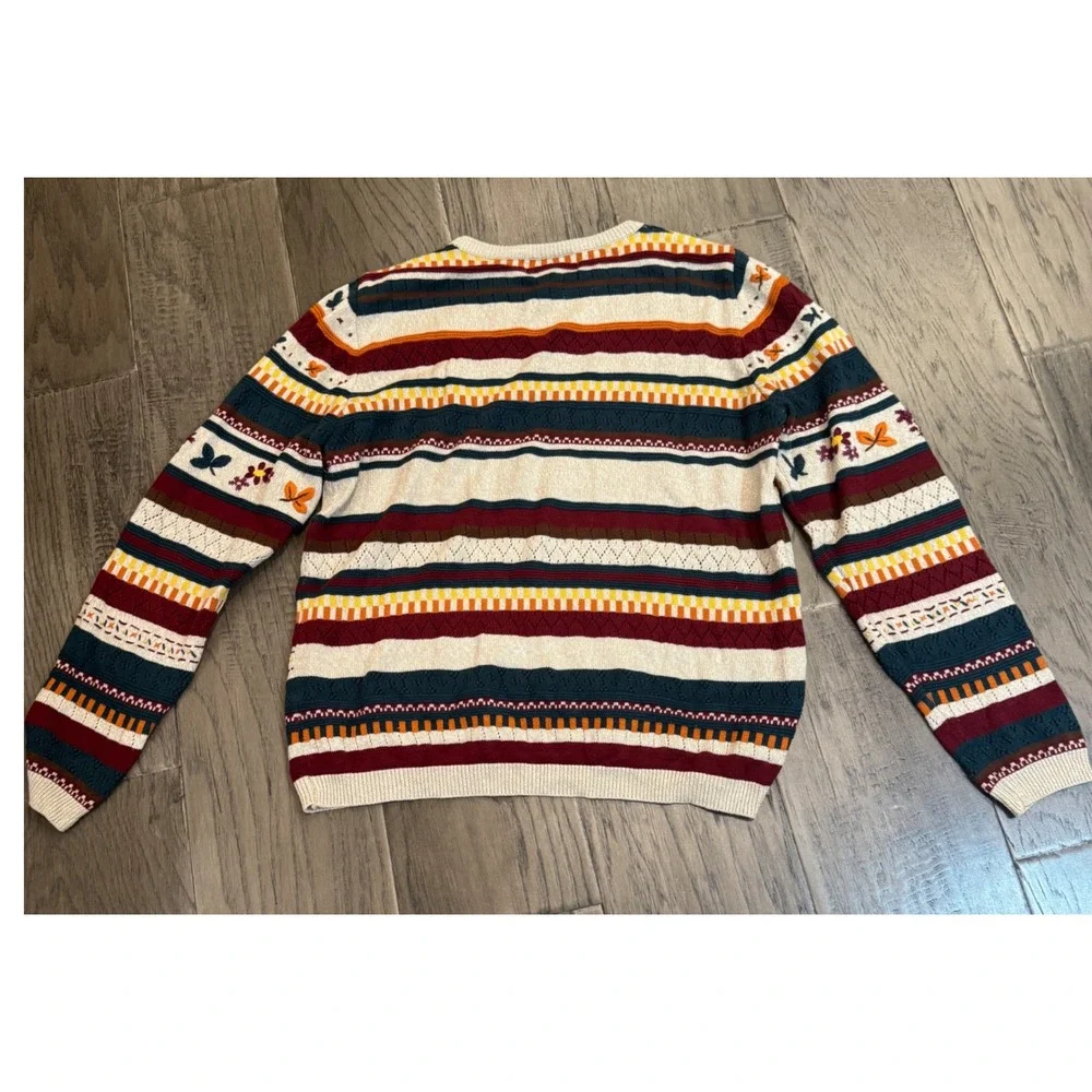 Alfred Dunner Petite‎ Sweater PM Fall Colors Leaves Stripes Knit Womenswear